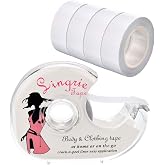 Blulu 4 Rolls Double Sided Clothing Tape with Dispenser for Women, 82 Feet | Transparent Body Tape for Clothing, Secure Dress Bra Straps, Prevents Slips, Easy Cut Dispenser, Invisible Hold