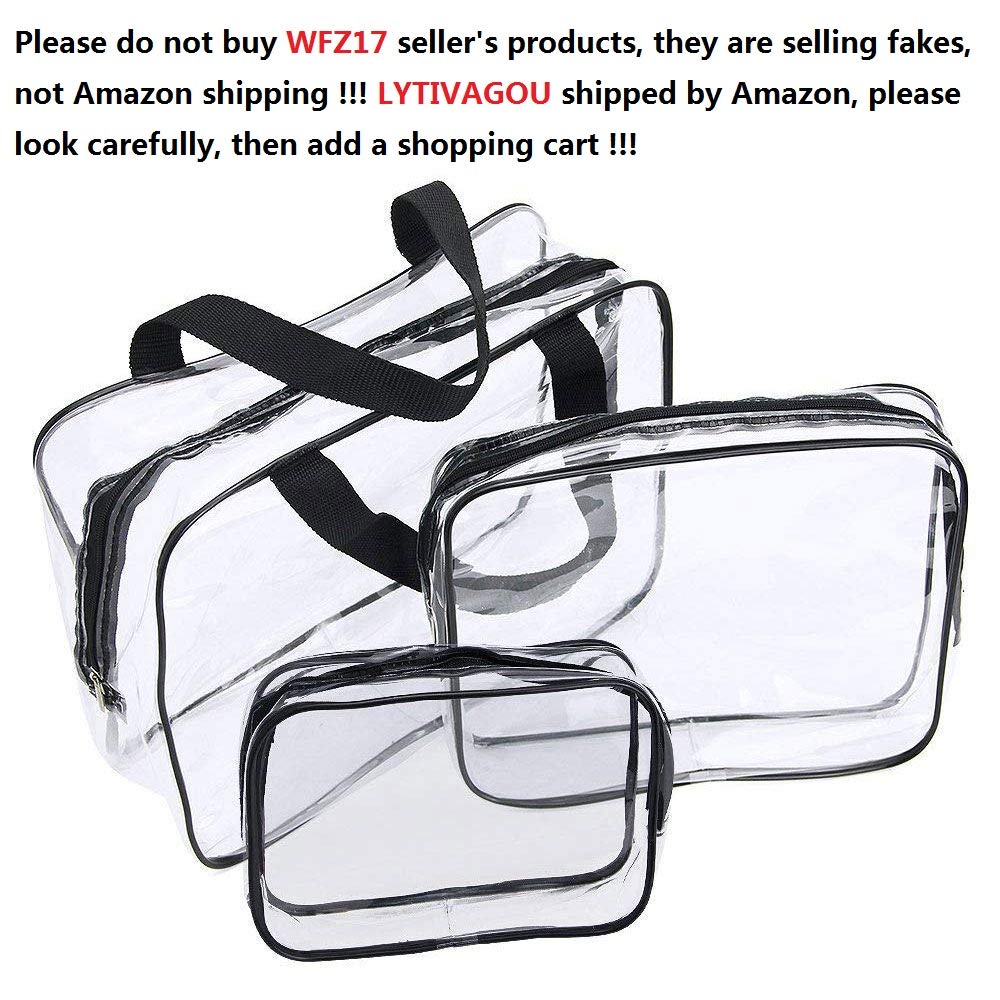 Conjunto de 3 piezas de neceseres transparentes de diferentes tamaños.