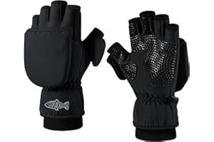 Riverruns Winter Fishing Gloves Convertible Mittens and Fingerless Gloves for Men Women, Ideal for Ice Fishing, Photography, Hunting, Outdoor Use