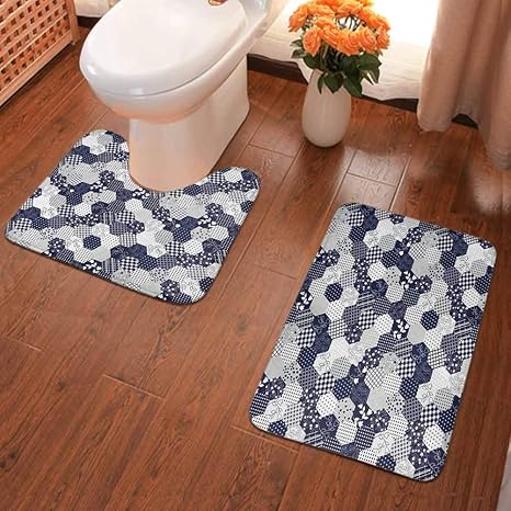 Ahuimin - Alfombra de baño superabsorbente, diseño de patchwork, diseño