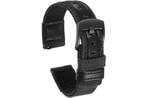 HARFINGTON Nylon Watch Band Quick Release Canvas Watch Strap with Black Stainless Steel Buckle for Men Women