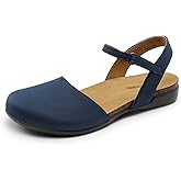 DREAM PAIRS Women's Closed Toe Sandals Arch Support Comfort Cork Footbed Flat Sandals Summer Shoes