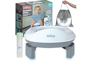 Nuby On-The-Go Portable Potty Seat - Travel Toilet Seat for Boys and Girls 18+ Months - Includes Storage Bag and Disposable Potty Liners - Toddler Travel Essentials - Toddler Potty Training Toilet