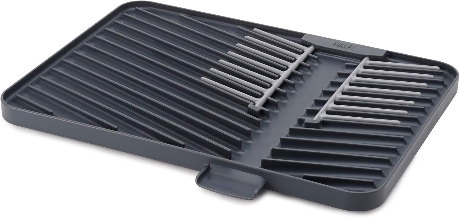 Joseph Joseph Flip-up Adjustable Draining Board, Dish rack drainer drying mat with drip tray, Grey, 4 - Image 3