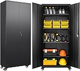 SISESOL Metal Storage Cabinet with Wheels,75 inch
