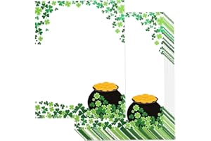 FOBSME 100 Sheets St. Patrick’s Day Stationery Paper Letterhead Green Shamrock Clover Letter Writing Paper with Pot of Gold f