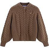 Aelfric Eden Chunky Cardigan Sweaters for Women Oversized Cable Knit Open Front Cardigans Long Sleeve Crewneck Trendy Outfits