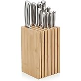 Libken Bamboo Knife Block &ndash; Minimal Scandinavian Design, Universal Knife Holder with 6 Slots for Up to 18 Knives &ndash; Fits Paring, Chef, Steak, Butcher Knives &amp; Scissors, Countertop Knife Block