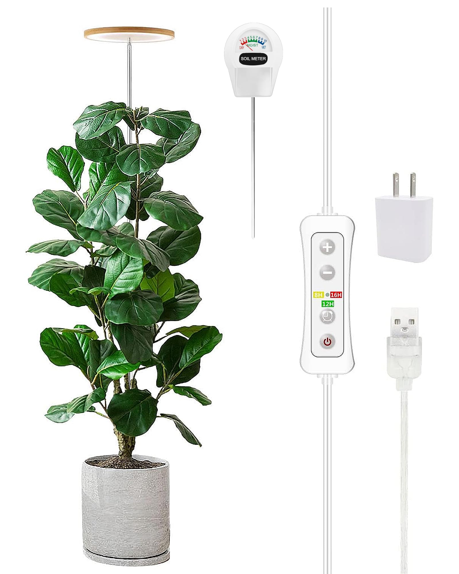 Photo 1 of Plant Grow Light,yadoker LED Growing Light Full Spectrum for Indoor Plants, Paired with a Soil Tester,Height Adjustable, Automatic Timer, 5V Low Safe Voltage,Idea for Large Plant Light