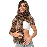 Leopard Print Shawls and Wraps for Womens Cheetah Hijab Scarf Voile Sheer Beach Scarves Sunscreen Head Shawl