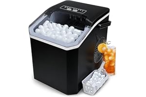 Fast Ice Making Countertop Ice Machine with 5 Ice Sizes, 26Lbs/24H, Self-Cleaning Portable Ice Maker for Kitchen Home Bar and