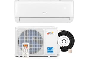 COSTWAY Mini climatiseur divisé 18 000 BTU, avec pompe à chaleur, 21 SEER2 Inverter Split AC avec minuterie 24 h, nettoyage a