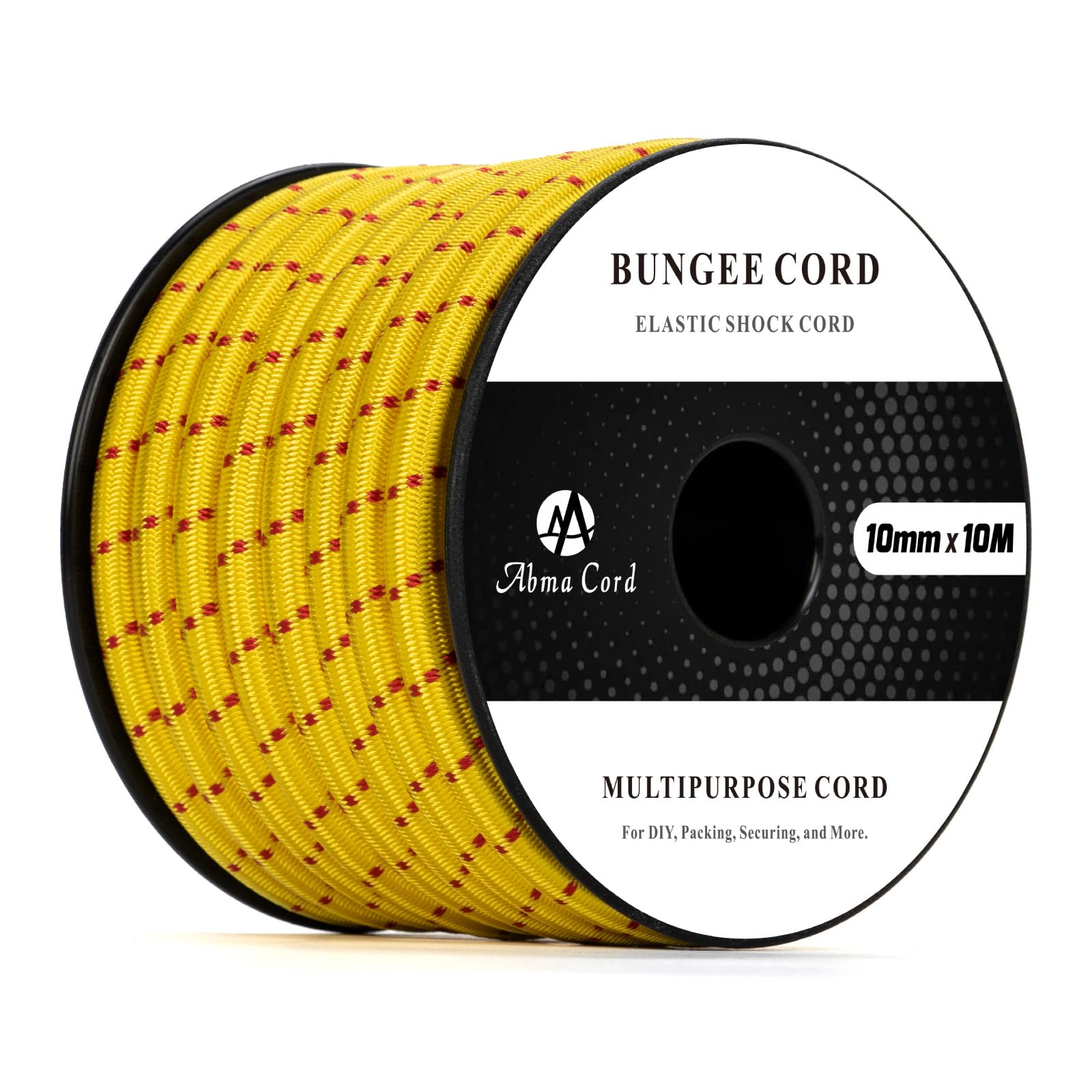 Abma Cord Bungee Cord 10mm 10M Elastic Shock Cord 100% Stretch Elastic Bungee Rope for Tarpaulin, Trailer, Backpack, Tent Pole, Kayak - Yellow&Red โ image 1