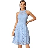Allegra K Lace Cocktail Dress for Women's Elegant Halter Wedding Guest Bridesmaid Party Dress