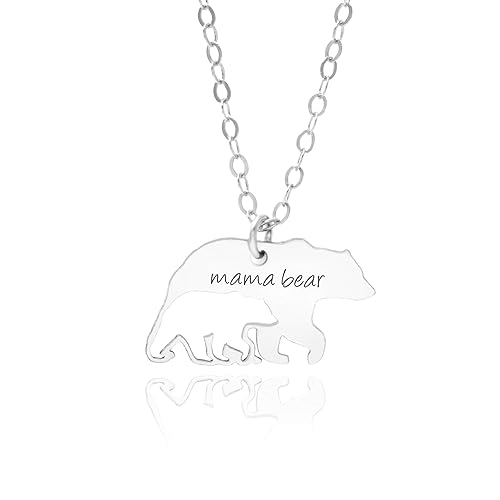 silver mama bear necklace