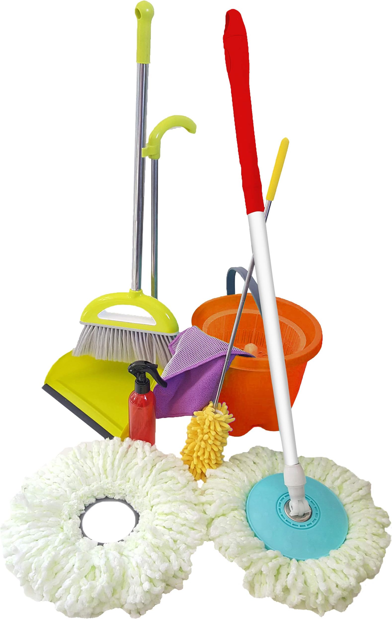 Skoolzy Kids Cleaning Set of Real Working Tools (House Pretend Play Toddler Toys for 3 Year olds +), Montessori Materials for Girls, Boys - Bonus Kids Sized Mop & Non Toxic Recipes eBook