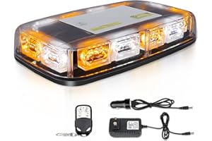 MIRUNNY Amber White Strobe Lights with Magnetic Base, 48 LED Wireless Rechargeable Emergency Strobe Beacon Light, 12V-24V Roo