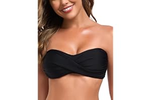 Ocean Blues Women's Strapless Bikini Top Bandeau Swimsuit Off Shoulders Bikini Top Wire-Free Bathing Suit Top