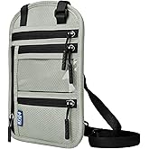 vastsky RFID Blocking Travel Neck Wallet–Hidden Passport Holder & Anti-Theft Money Pouch for Men & Women, Lightweight Concealed Travel Organizer with Adjustable Strap Secure Document (Grey Green)