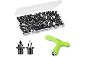Lejof 1/4 Inch Track Spikes, 120 Pieces Alloy Steel Spikes for Track Shoe Spikes Replacements and Spike Wrench for Sports Running Track Shoes