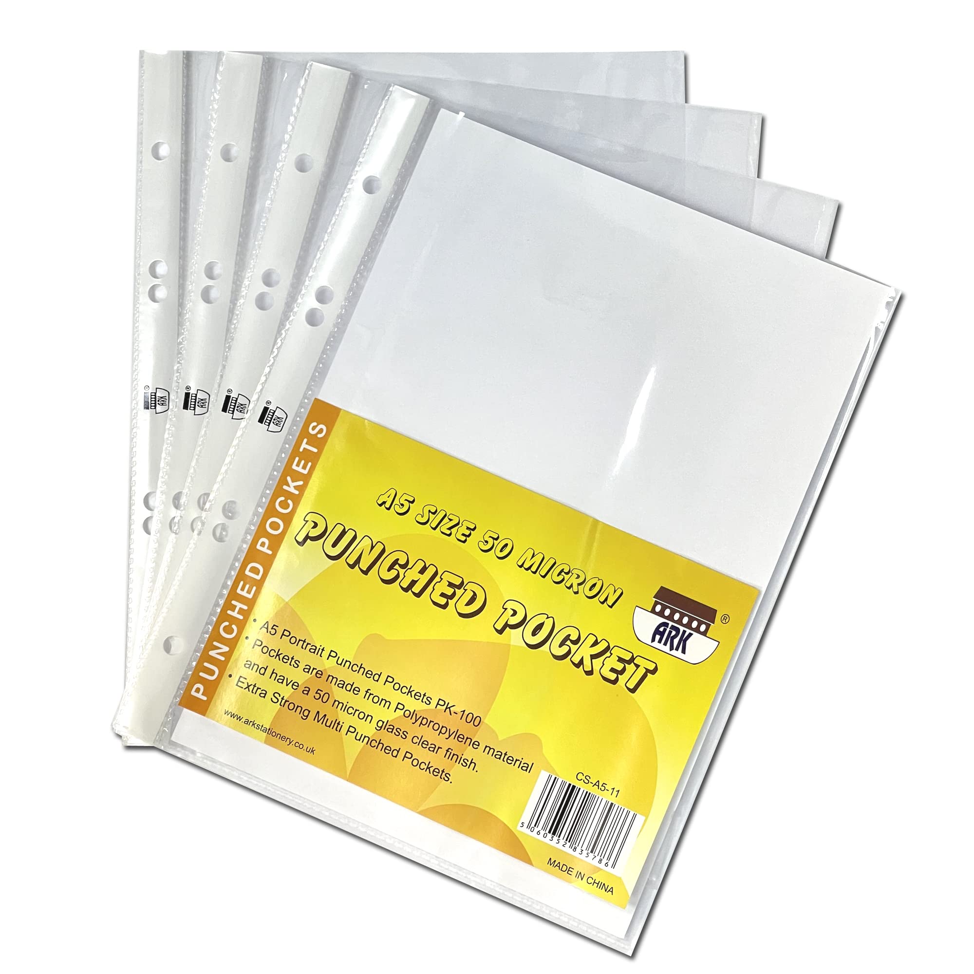 A5 Clear Punch Pockets 50 Micron by ARK Pk-100 (35786)