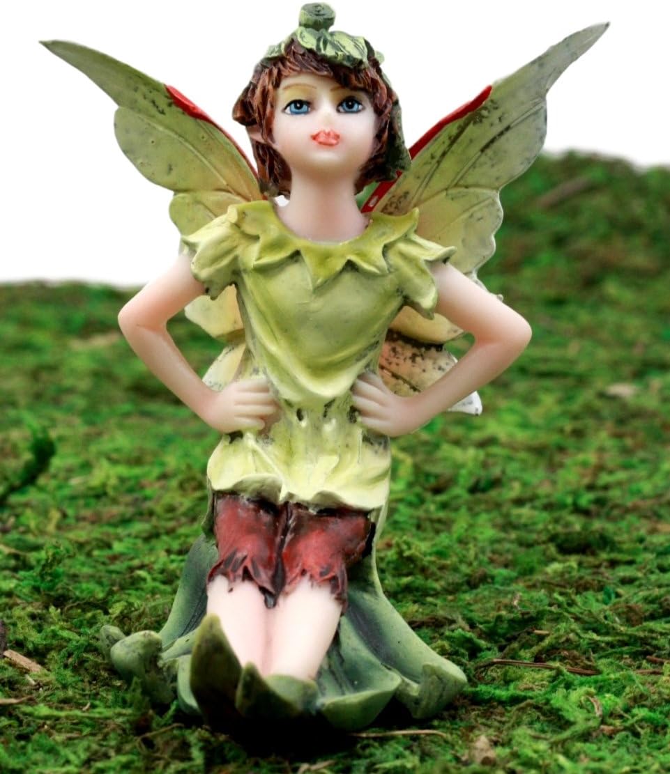 Ebros Gift Enchanted Fairy Garden Tinkerbell Green Elf Wishing Fairy Figurine 3.5