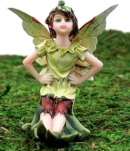 Ebros Gift Enchanted Fairy Garden Tinkerbell Green Elf Wishing Fairy Figurine 3.5