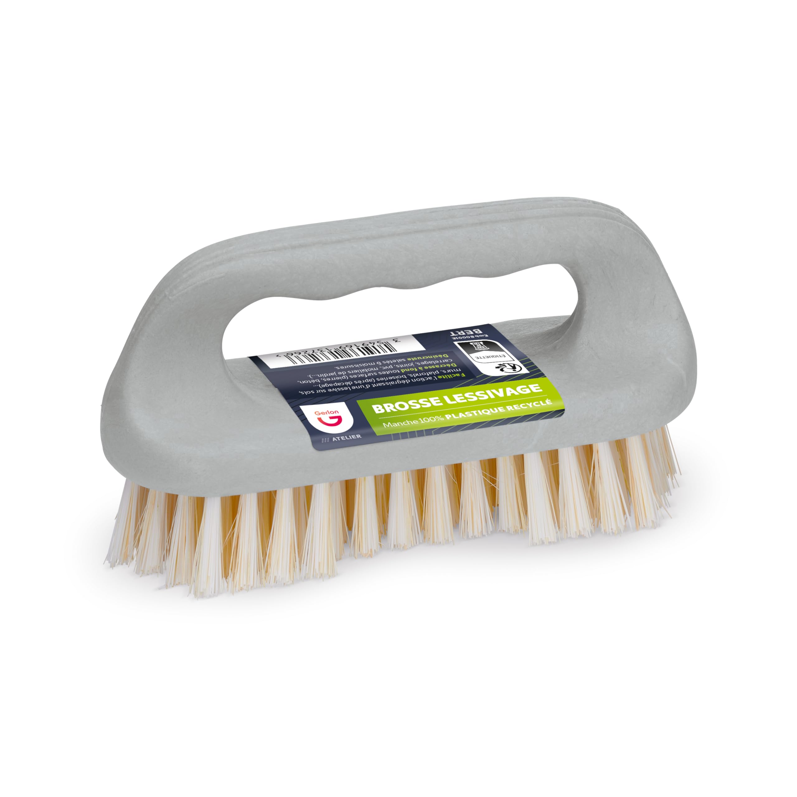 Cleaning Brush – for Cleaning, Scrubbing or Washing All Surfaces – 100% Recycled Plastic Handle – Made in France