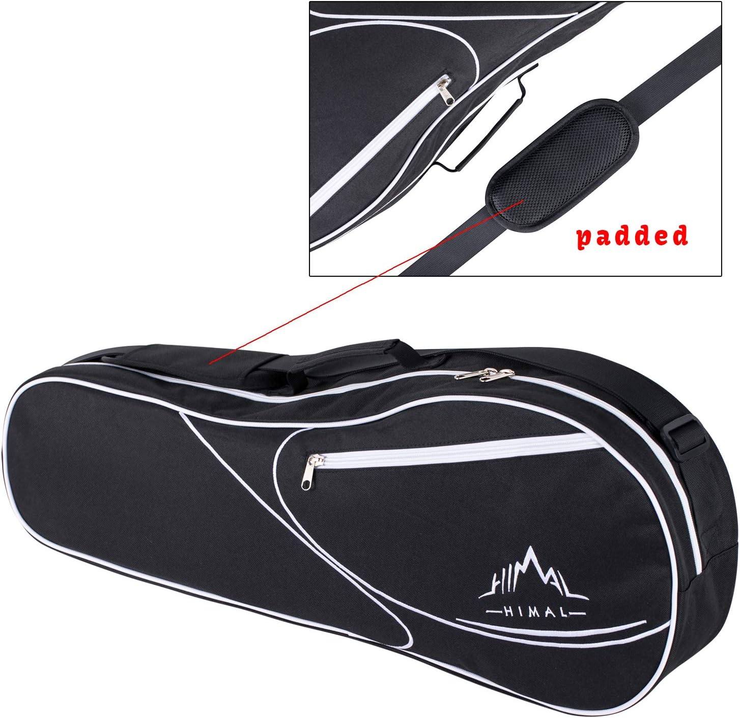 Himal 3 Racquet Tennis-Bag Premium Tennis-Racket-Bag with Protective Pad, Professional or Beginner Tennis Players, Lightweight Tennis Bag for All Ages, Black : Sports & Outdoors
