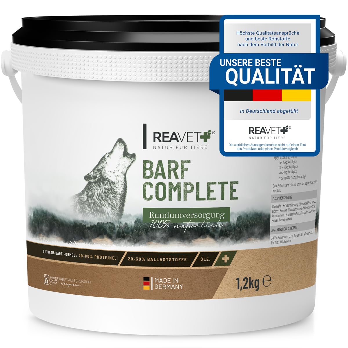 ReaVET Barf Complete Chien Poudre 1,2 kg - Barf pour Chiens, Barf Additif Chien Complet, Barf Poudre Chien, Minéraux, Vitamines Chien, Barf Chien