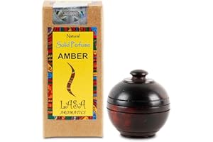Lasa Aromatics Natural Solid Perfume Body Musk In Wooden Jar - 6 gm (Amber)