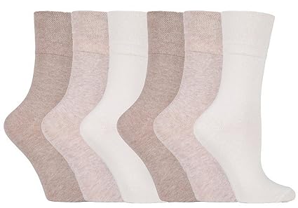 Gentle Grips Weiche Halt - 6 Paar Damen Diabetiker Socken mit Wabe Top und Hand verknüpfte Zeh Nähte - EU 37-41 Eu 37-42
