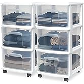 HOMZ 2-Pack Drawer Tower, 3-Tier Clear Plastic Storage Organizer Cart, White Frame - Organizing Containers with Wheels for Home, Bathroom, Bedroom, Office, and Classroom