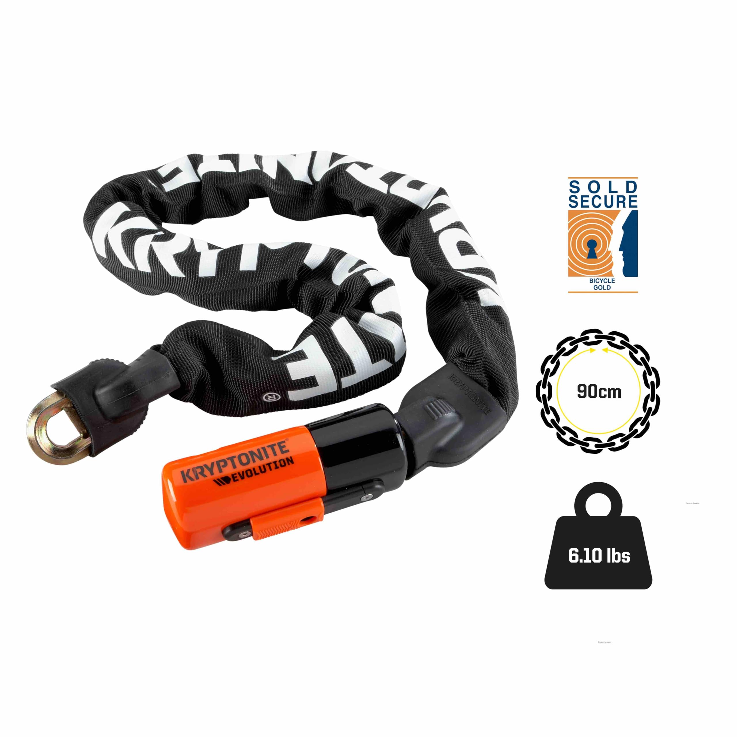 Kryptonite Evolution 1090 Kettenschloss - 90 cm, Sicherheitsgrad 8/10, Anti-Diebstahl, Fahrradschloss Hohe Sicherheit, mit 10 mm Stahlkette und 2 Schlüsseln 3
