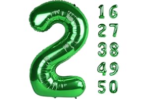 KELFUOYA 40 Inch Balloon 2 Number Balloons,Giant Number 2 Balloons Foil Mylar Helium Green Number Balloons for 12th 20th 21st Birthday Party Supplies Anniversary Event Celebration Decorations