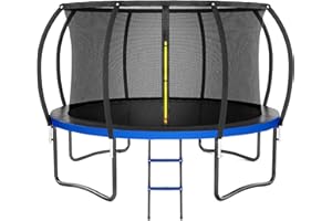 Kiivakii 12FT 14FT Trampoline, Outdoor Trampolines for Kids and Adults, Recreational Trampoline with Enclosure Net & Ladder, Round Trampoline ASTM Approved, 400/450LBS Weight Capacity