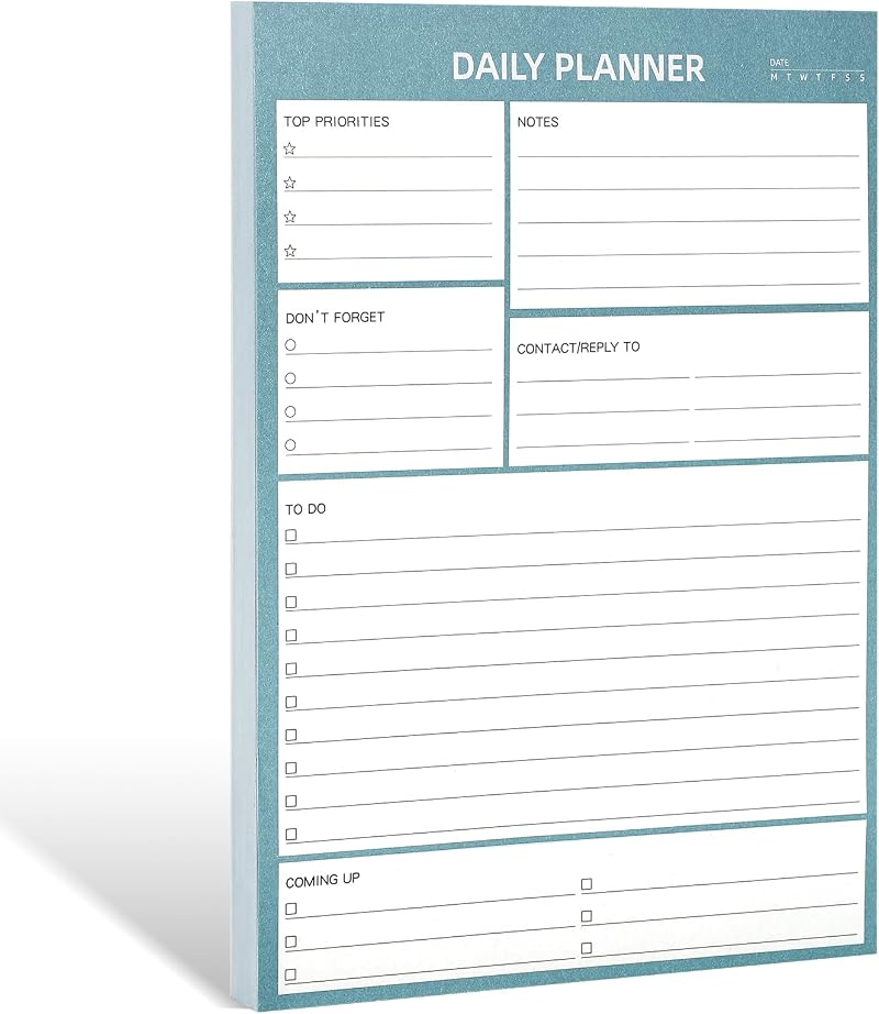 Thboxes Daily Planner Pad Undated A5 100 Sheets 100GSM 8.3 x 5.8 inches