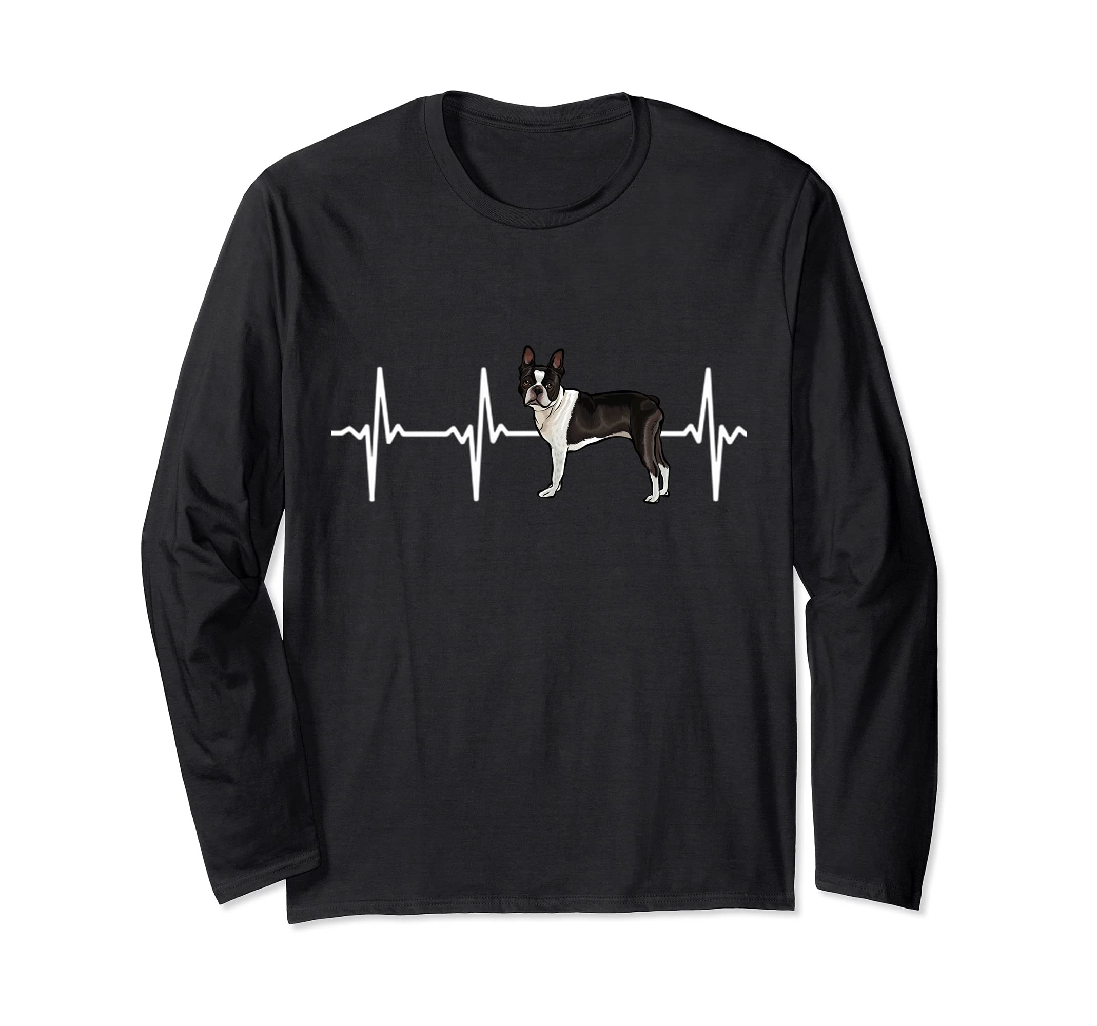 Boston Terrier Heartbeat Love My Dog Long Sleeve T-Shirt