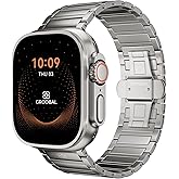 GROOBAL Titanium Band Compatible with Apple Watch Ultra 3/2/1 49mm Band for Men & Series 11/10 46mm, Grade 5 Titanium with DLC Coating for Ultra 3 Watch Band, Easy-Adjust Metal Band & Butterfly Clasp