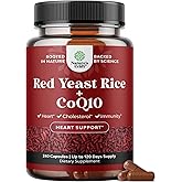 Red Yeast Rice with CoQ10 Supplement - Advanced Healthy Heart & Healthy Cholesterol Levels Formula for Men & Women - Extra Strength Capsule with Red Yeast Rice 1200 mg Capsules with CoQ10-240 Count