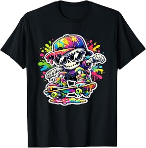 Retro Skate Clothing for Men Kids Skater Boys Y2K Graffiti T-Shirt