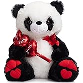 HollyHOME I Love You Panda Stuffed Animal Plush Panda with Red Hearts and Bow Sweet Plush Toy Gift 20 inches