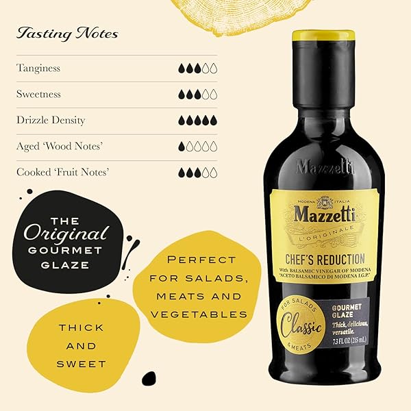 MAZZETTI CLASSIC GLAZE BALSAMIC VINEGAR OF MODENA PGI, 7.3 FL OZ, VERSATILE, THICK & RICH, PERFECT FOR DRIZZLING, SALADS & MEAT, CRAFTED IN ITALY