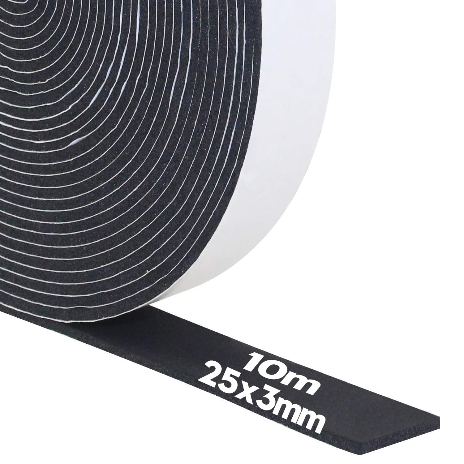 25mm(W) x3mm(T) x3m (L) Solid Rubber Rolls for DIY Gaskets, Crafts, Pads, Flooring Protection, Supports, Leveling, Anti-Vibration, Anti-Slip