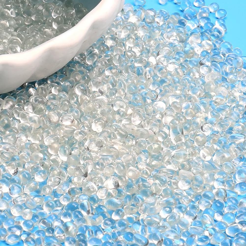 Photo 1 of 0.89LB Clear Aquarium Glass Stones Sea Glass Pebbles for Fish Tanks Decorations Aquarium Gravel Fish Tank Rocks, Glass Gems Stones Beads Pebbles Rock Sand for Vase Filler Fish Turtle Tank Decorations