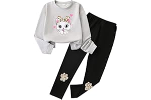 Ayzozuy Girls Clothes Sweatshirt Casual Outfit for Girl Leggings 2 Piece Fall Pants Set