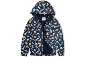 PAMLULU Boys Grisl Kids Softshell Jacket With Hood Lightweight Waterproof Warm Raincoats Fleece Lined Windbreakers for Kids