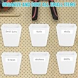 LATERN 6Pcs Large Pegboard Cups w/ Hooks White Plastic Workbench Craft Office view 4