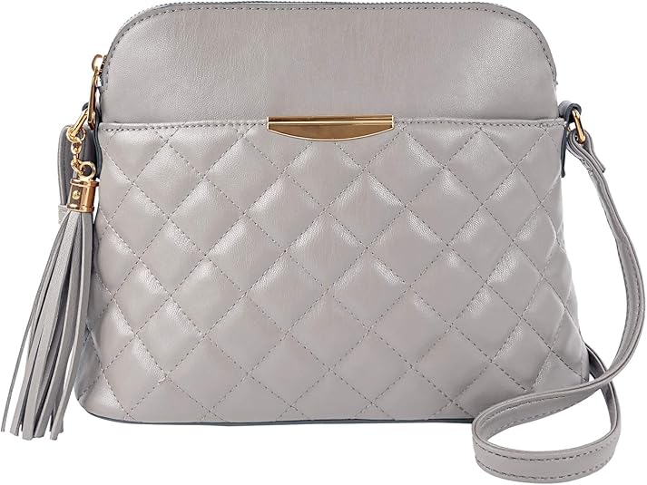 SG SUGU Lightweight Medium Dome Quilted Crossbody Bag with Tassel