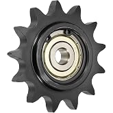 uxcell #50 Roller Chain Idler Sprocket, 10mm Bore 5/8" Pitch 13 Tooth | Type C Tensioner Black Oxide Finished 1045 Steel with Insert Single Bearing for ANSI #50 (DIN/ISO 10A) Chains
